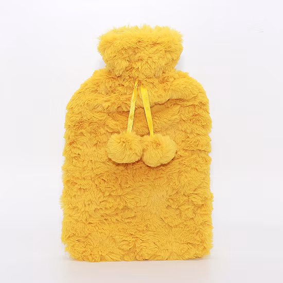 Bolsa de agua caliente al por mayor con cubierta de felpa, calentador de manos, botella de goma impermeable, cubierta de bolsa de agua caliente